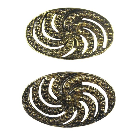 Bluette Vintage Estate Shoe Clip Set 2 Goldtone Spiral - Picture 1 of 8